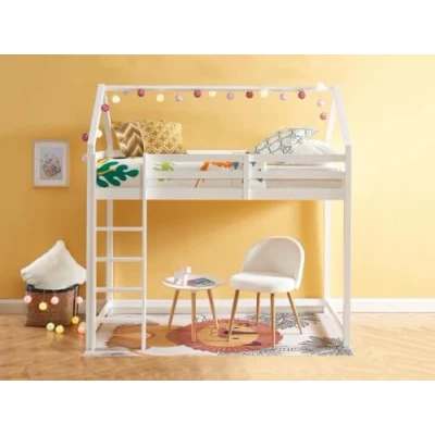 Abbildung von Vente unique Hochbett Hausbett Kiefernholz 90 x 190 cm Weiß TARZIA