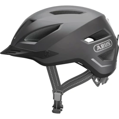 Abbildung von ABUS Stadthelm Pedelec 2.0 Fahrradhelm mit Rücklicht und Regenhaube für den Stadtverkehr Damen Herren Dunkelgrau, Größe L, Dunkelgrau (titan), L (56 62 cm)