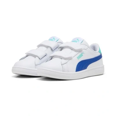 Abbildung von Puma Smash 3.0 Unisex Sneaker low für Kinder, Größe: 32, White/vivid blue/aquatic Schuhe