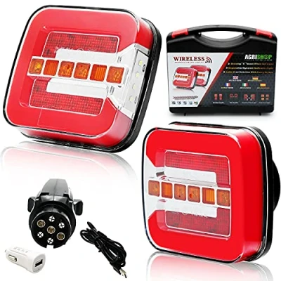 Abbildung von AGRISHOP Magnetisch Wireless Kabellos LED Rückleuchten Anhänger Set 12/24V,Magnetisches Kabel frei Dynamische Heckleuchten Leuchten,LED Rücklicht PKW Wohnwagen Wasserdicht Rücklichter E Mark CE