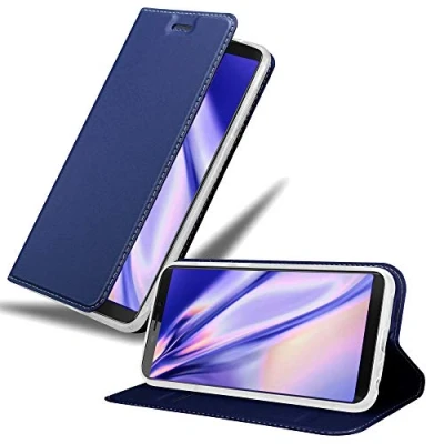 Abbildung von Cadorabo Hülle kompatibel mit Cubot NOVA aus Premium Kunst Leder Flip Klappbare Stoßfeste Magnetische [Standfunktion] [Kartenfächern] Cover für Tasche in Blau