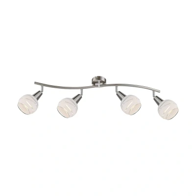 Abbildung von Globo LED Deckenstrahler MILOUD, Nickel matt, 4 flammig, Breite 70 cm, fest integriert, Warmweiß, Glas, Metall, Weiß, Deckenlampe