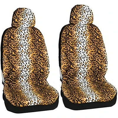 Abbildung von Auto Sitzbezüge Set, Leopard Short Plush Vordersitze Sitzschoner Zubehör Innenraum Dekoration Schonbezüge Teilbarer für Fahrersitz &amp; Beifahrer (Yellow,2Pcs)
