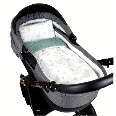 Abbildung von Kinderdecke BABYLUX Babydecke MINKY 2Set Kuscheldecke Decke 75 x 60cm Kinderwagen, BabyLux, MP131 Salbei + Gänschen