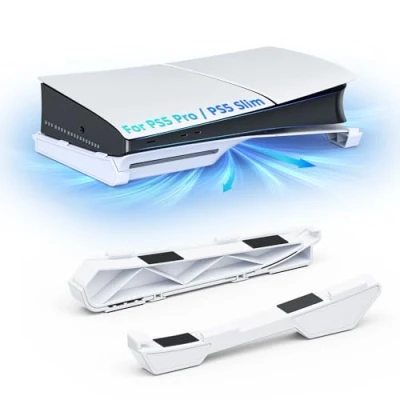 Abbildung von NexiGo PS5 Slim Zubehör Horizontalständer, [Minimalistisches Design], Basisständer, Kompatibel mit Playstation 5 Disc &amp; Digital Editionen, Weiß