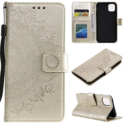Abbildung von CoverKingz Handy Case kompatibel mit iPhone 11 Pro [5,8 Zoll] Cover Kartenfach Phonecase Smartphone Hülle klappbar Motiv Mandala Gold