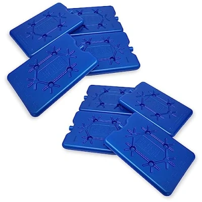 Abbildung von ToCi 8er Set Kühlakku mit je 200 ml 8 Blaue Kühlelemente flach Kühlakkus für Kühltasche oder Kühlbox dünn, extra Kühlpads Kühlpack Kühltragetasche