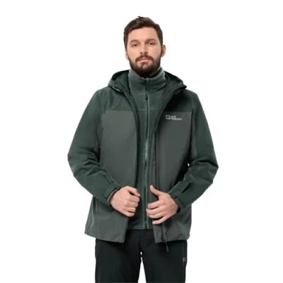Abbildung von Jack Wolfskin Taubenberg 3IN1 M Regenjacke / wasserabweisende Jacke, Herren, Größe: XL, Slate green