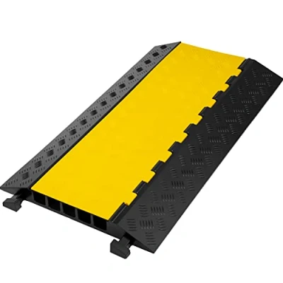 Abbildung von Happybuy 5 Kanal Überfahrschutz für Kabel aus Handelsüblichem Thermoplastischem Kautschuk mit Modularem Design, Hohe Sicherheit Breite Anwendungen