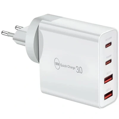 Abbildung von 100W USB C Ladegerät, Schnellladegerät 4 Ports Quick Charger PD 3.0 Mehrfach kompatibel mit iPhone 15/14/13/12,Se, Mac Pro/Air, İpad Pro, Samsung, Huawei, Xiaomi, Steam Deck, Type und A Netzeil