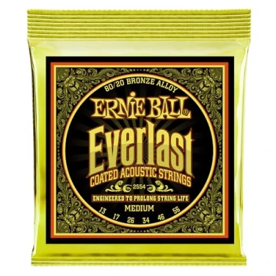 Abbildung von Ernie Ball Everlast Medium Coated 80/20 Bronze Akustik Gitarrensaiten, Stärke 13 56
