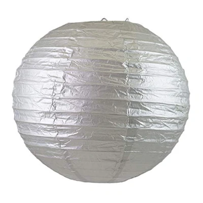 Abbildung von Creativery Papier Lampion 20cm // Laterne Hochzeit Party Wohnungsdeko Hängedeko Raumdeko Geburtstag Feier (Silber metallic 012MET)