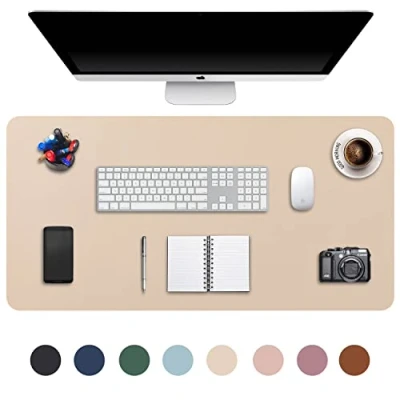 Abbildung von DOBAOJIA Schreibtischunterlage Beige, Schreibtischmatte, Desk Pad, Schreibtischschutz, Schreibblock, für Laptop/Tastatur/Maus/Hause/Büro, PU Leder Wasserdicht + Wildleder Rutschfest 90 x 43cm