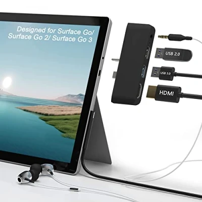 Abbildung von Surface Go 3 Docking Station, 4 in 1 Microsoft Accessories mit 4K HDMI + USB 3.0 Port Hub 3,5 mm Audio Adapter, C für 3/Go 2/Go