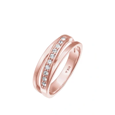 Abbildung von Elli Classic Crystals Ring Rose goldcoloured, Damen, Größe: 54, gold coloured