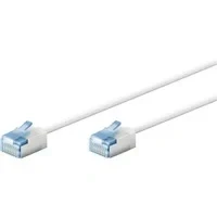 Abbildung von goobay 74285 CAT 6A Patchkabel slim/Ultraflexibles RJ45 Netzwerkkabel U/UTP CU/Dünnes Ethernet Kabel mit kurzen Steckern / 10 Gbit/s LSZH, Knickschutz/weiß 0,5m