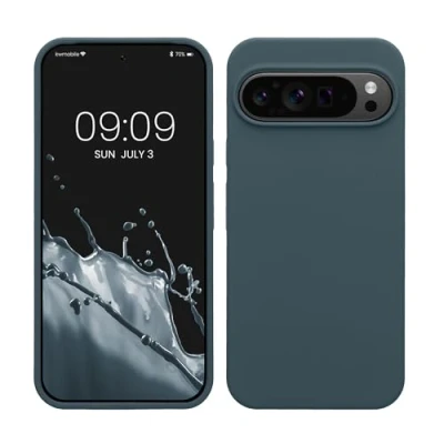 Abbildung von kwmobile Hülle kompatibel mit Google Pixel 9 Pro XL Silikon Handy Case Handyhülle weiche Oberfläche kabelloses Laden Dunkler Schiefer
