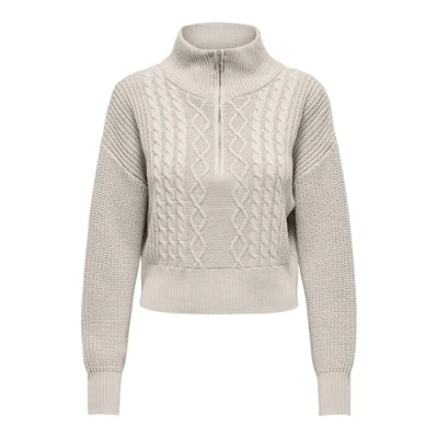 Abbildung von ONLY Damen ONLDORITTA LS Cable Zip HIGH Neck KNT Strickpullover, Pumice Stone, Large