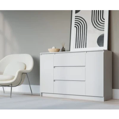 Abbildung von 3E 3xE living.com Kommode 140 cm mit 2 Türen und 3 Schubladen in Weiß x 78 39 (B/H/T)