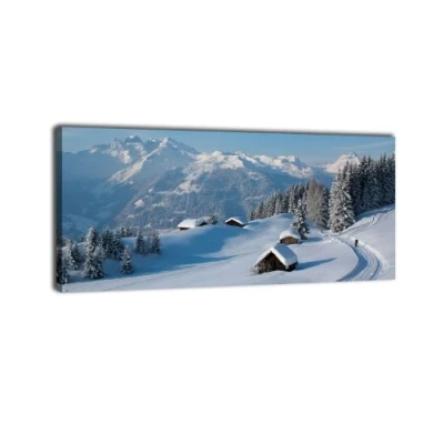 Abbildung von Leinwandbild Panorama Nr. 367 Winterwanderung 100x40cm, Bild auf Leinwand, Gebirge Winder Schnee