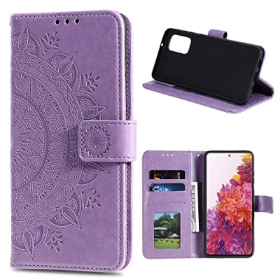 Abbildung von CoverKingz Handy Tasche kompatibel mit Samsung Galaxy S20 FE [6,5 Zoll] Handycase Kartenfach Handyschutzhülle Cover Smartphonehülle klappbar Motiv Mandala Lila