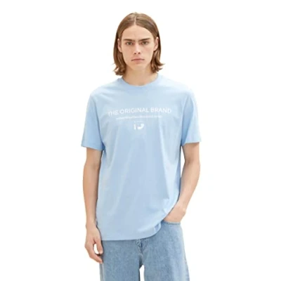 Abbildung von TOM Tailor Denim Tshirt print, Herren, Größe: Large, Washed out middle blue