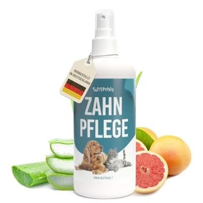 Abbildung von Petsly® Dentalspray für Hunde &amp; Katzen entfernt Zahnbelag natürlich sorgt einen frischen Atem 250 ml Dental Spray Zahnpflege mit 3 fach Wirkung, Zahnsteinentferner Hund