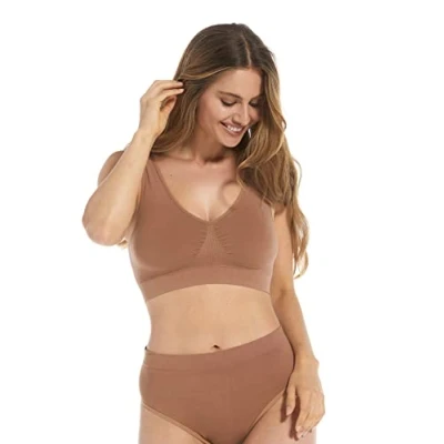 Abbildung von MAGIC BODYFASHION Damen Comfort Bra Material Natürlichen, Nahtlose Komfort, Bügelloser Bio BH, Bamboo Mocha, M