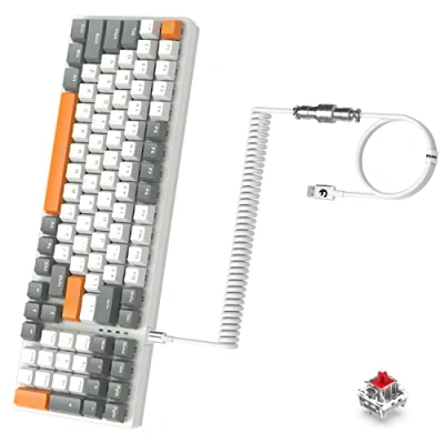 Abbildung von Mechanische K3 Pro Tastatur kabelgebunden ultrakompakt 98 Tasten RGB beleuchteter LED linearer roter Schalter USB Spiralkabel Typ C auf A TPU Federkabel Abnehmbarer Luftfahrtstecker aus Metall