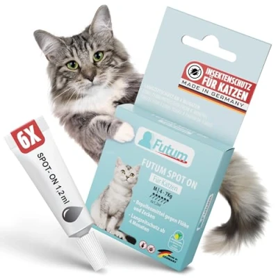 Abbildung von NEU FUTUM Spot On Katze 6 x 1,2 ml Floh und Zeckenschutz für Katzen Flohmittel mit Aktivstoffen Lemon Eukalyptus Effektiver schützt langanhaltend