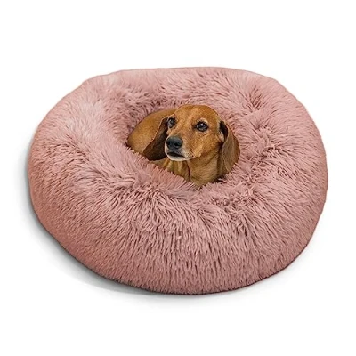 Abbildung von Best Friends by Sheri The Original Calming Donut Shag Beruhigendes Haustierbett Kunstfell Puderrosa S 58 x 58cm
