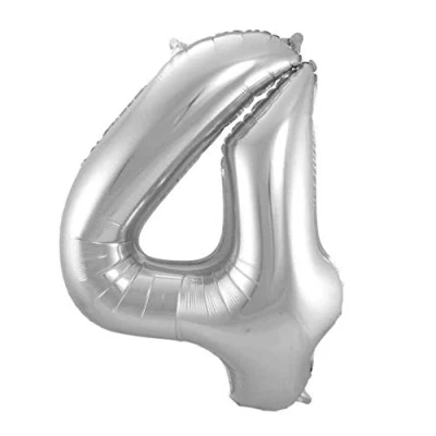 Abbildung von Folat 631747 Folienballon Zahl 4 silber ca. 86 cm