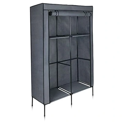 Abbildung von yourGEAR Kleiderschrank Grado Stoffschrank 108 x 45 175 cm Schrank mit 2 Kleiderstangen und 4 Ablagen