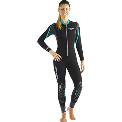 Abbildung von Cressi Damen Lei All in one Wetsuit Einteiliger Neoprenanzug für Frauen aus Neopren 2,5 mm, Schwarz/Grau/Aquamarin, XS