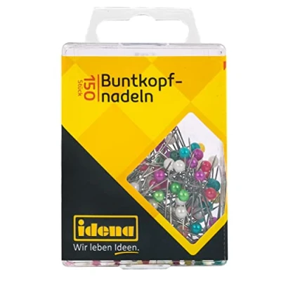 Abbildung von Idena Stecknadeln 334034 Buntkopfnadeln, 150 Stück, rund, farbig sortiert