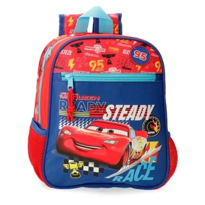 Abbildung von Joumma Disney Cars Lets Race Schulrucksack, aus Polyester, Taschen und Fächer, breite verstellbare Träger., rot, Vorschulrucksack