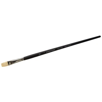 Abbildung von Winsor &amp; Newton 5630006 Azanta Black natürlicher Schweineborstenpinsel für Ölfarben Acrylfarben , gute Steifheit, ideal körperreiche Farben, langer Stiel Flachpinsel Nr.6