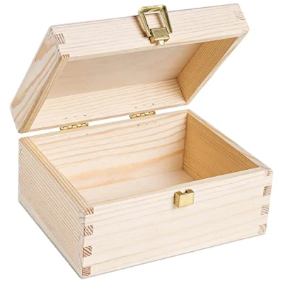 Abbildung von Creative Deco Holzkiste mit Deckel und Schloss Kleine Holzbox Geschenkbox Schatzkiste, Holzschachtel Für Geschenk, Hochzeit, Schmuck