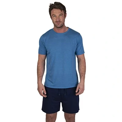 Abbildung von Light &amp; Shade Herren Lsset032 Pyjama Set, Mittelblaues Meliert/Marineblau, XL