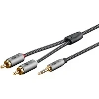 Abbildung von goobay 65289 Stereo Cinch auf Klinke 3,5 Aux Kabel 3m/ HiFi Audio für Smartphone; Konsole; Anlage/Textilmantel/vergoldet