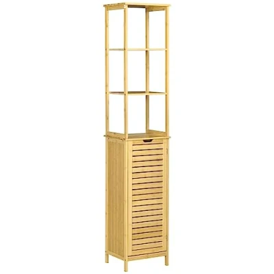 Abbildung von Kleankin Badkommode kleankin, Hochschrank, 3 Regale, 1 Schrankfach, 34x30x173cm (Set, St., Badschrank), schlamm