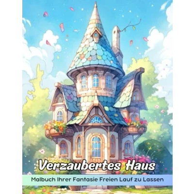 Abbildung von Verzaubertes Haus Malbuch: Malvorlage „Verzaubertes Haus“, Eine Magische Reise Durch Skurrile Behausungen