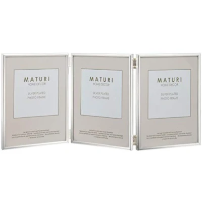 Abbildung von Maturi 13 x 18 cm Bilderrahmen für 3 Fotos, versilbert, dünner Rand, 5 7 Zoll