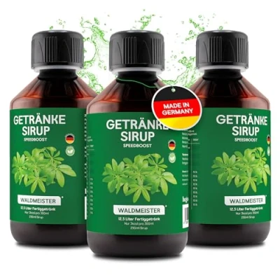 Abbildung von hCGC® Immunsystem Sirup SpeedBoost 3x 250ml, Vegan Zuckerfreies Getränkekonzentrat für 12,5L Fertiggetränk Fruchtsirup Booster mit Vitaminen, Magnesium &amp; L Carnitin Waldmeister
