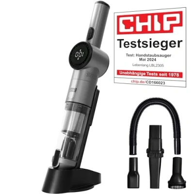 Abbildung von LEBENLANG Kabelloser Handstaubsauger Akku 17000PA I TESTSIEGER Inkl. Starker LI &amp; Standhalterung mit Ladefunktion Auto Staubsauger Handsauger beutellos Tierhaare Hand Handheld Vacuum Cleaner