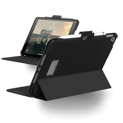 Abbildung von Urban Armor Gear Scout Hülle für Apple iPad 10,2 Zoll (2020 &amp; 2019) Schutzhülle (Stifthalter Pencil und Logitech Crayon, Smart Keyboard kompatibel) schwarz