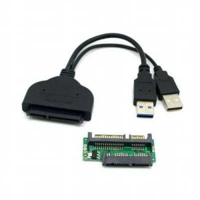 Abbildung von Cablecc USB 3.0 auf SATA zu Micro Adapter für 4,6 cm (1,8 Zoll), 6,3 (2,5 Zoll) Festplatten Treiber mit externem Stromkabel.