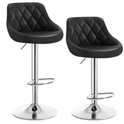 Abbildung von WOLTU BH23sz 2 Barhocker Tresenhocker, Gute gepolstert, Kunstleder, Höhenverstellbar, Drehbar, 11 Farben, x Hocker, Schwarz