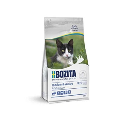 Abbildung von Bozita Outdoor &amp; Active Katzentrockenfutter mit Elch 400g weizenfreies Trockenfutter für aktive, sensible Katzen 30 % Protein, 20 % Fett ohne Zucker Gentechnik aus Schweden