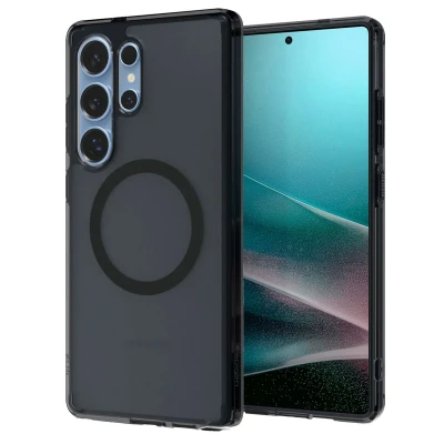 Abbildung von Samsung Galaxy S25 Ultra Hülle MagSafe Kunststoff Spigen Backcover/Hard Case Handyhülle Schwarz Shockproof/Stoßfest